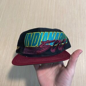 Vintage Logo Athletic Indianapolis 500 Snapback Hat Black Maroon Racing Cap 90s